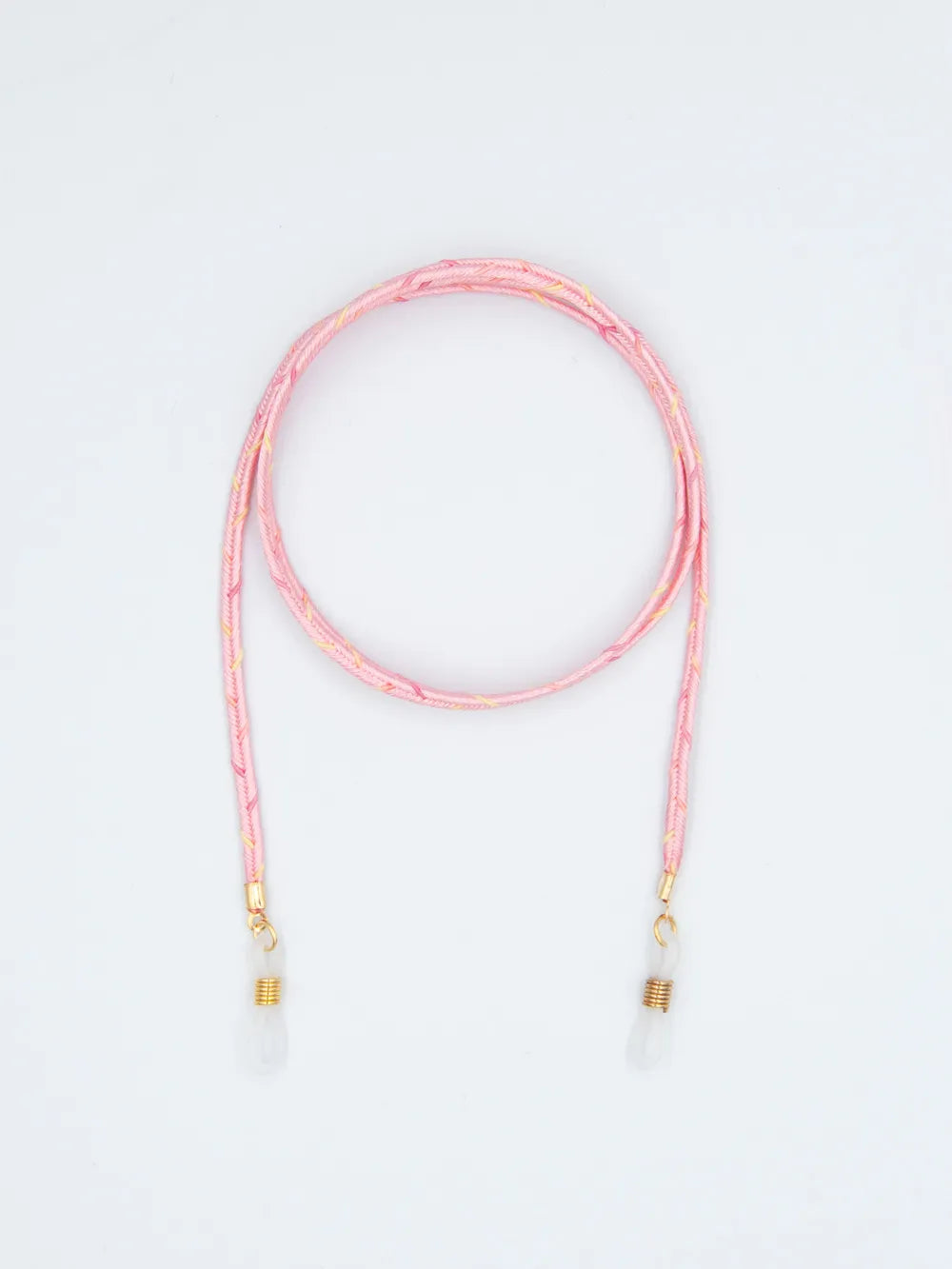 Brillenband fein geflochten pink mit rosa und pinken Akzenten auf weissem Hintergrund